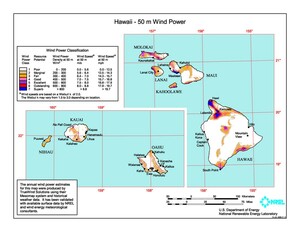 Hawaii wind resource map.